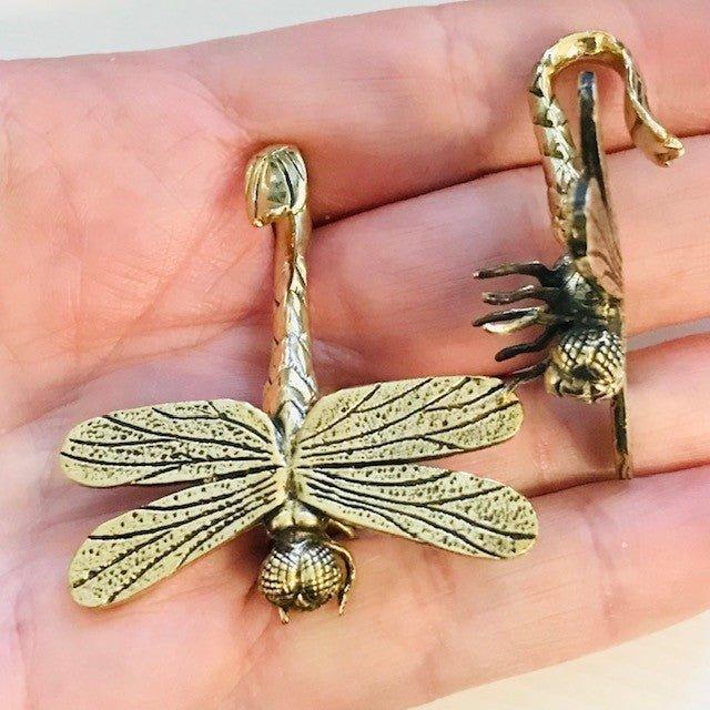 Brass Dragonfly Ear Weights PAIR-My Body Piercing Jewellery