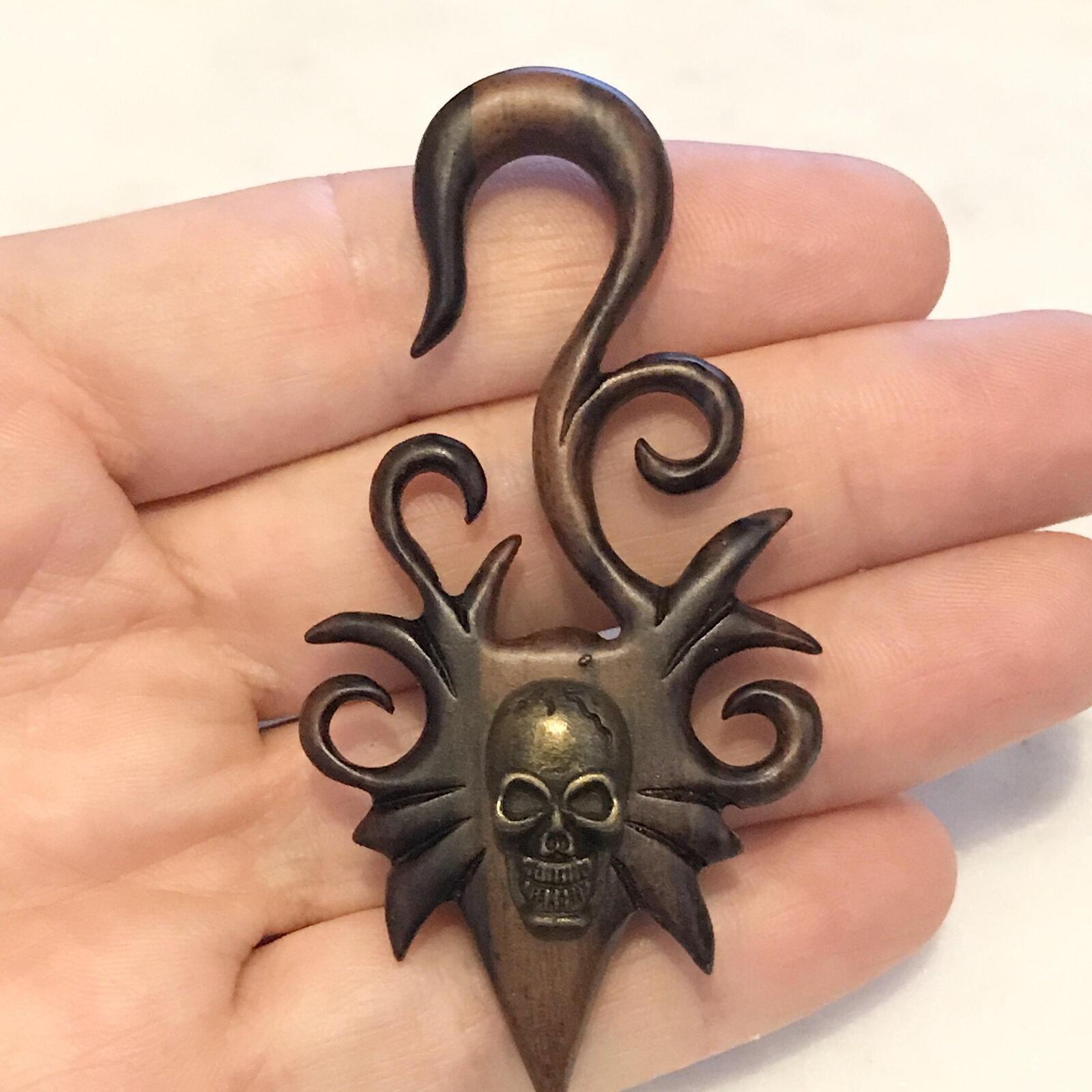 Brass Skull Wood Hanger-My Body Piercing Jewellery