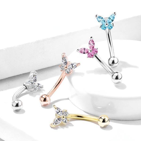 Butterfly Gem Curve 16G-My Body Piercing Jewellery
