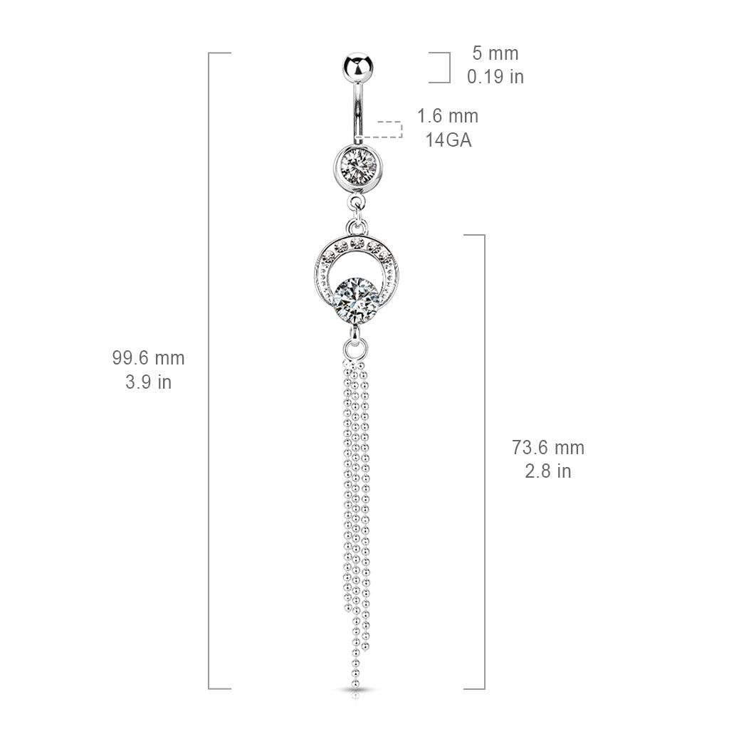 Chain Dangle Gem Belly Bar 14G-My Body Piercing Jewellery