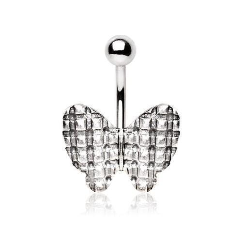 Checker Butterfly Belly Bar 14G-My Body Piercing Jewellery
