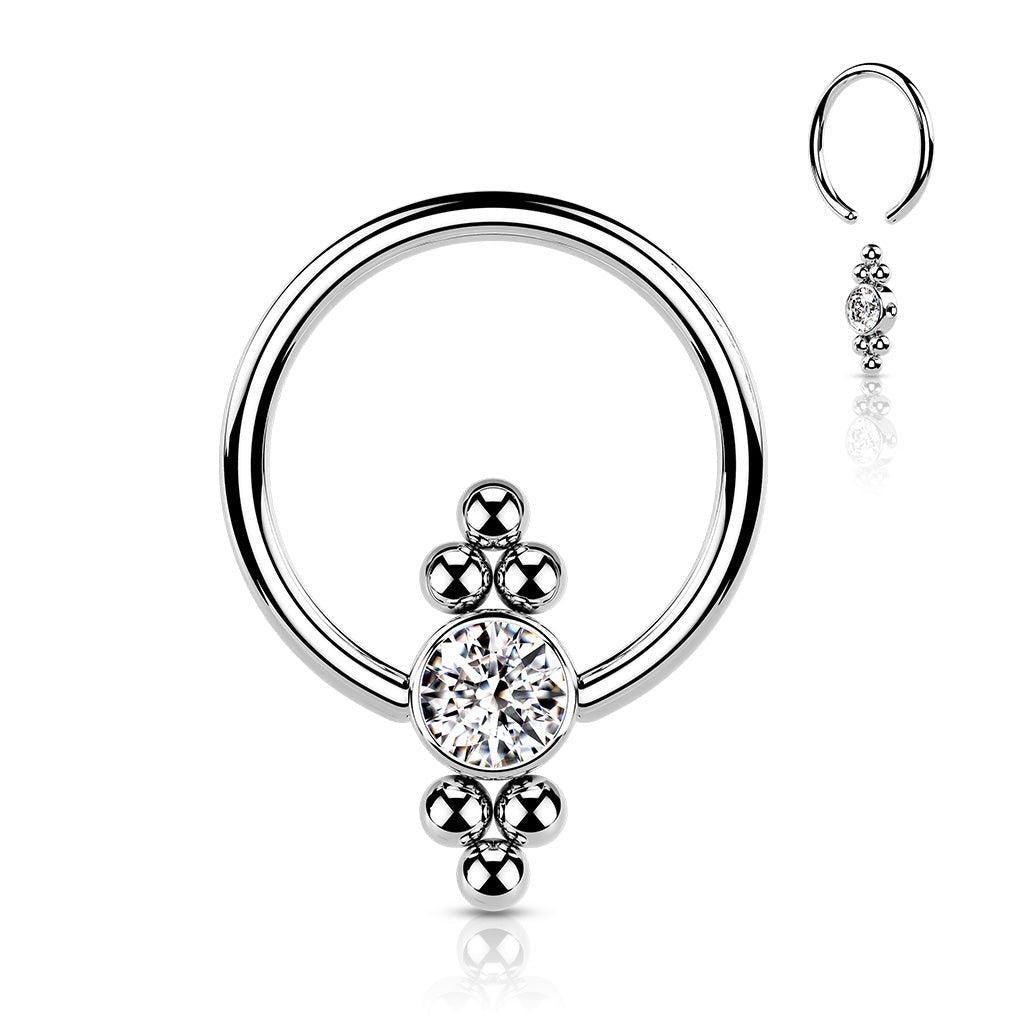 Cluster Gem Captive Ring 18G 16G-My Body Piercing Jewellery