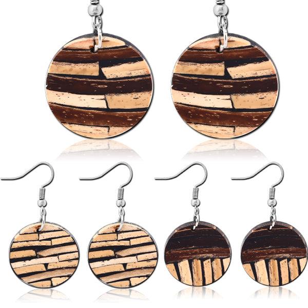 Coconut Disc Earring Hook Pair - My Body Piercing Jewellery