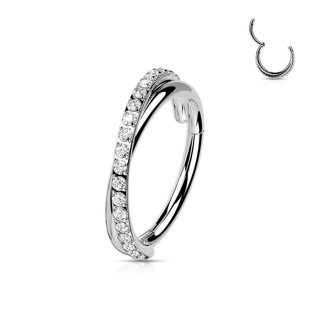 Cross Paved Hinged Ring 16G 8mm-My Body Piercing Jewellery