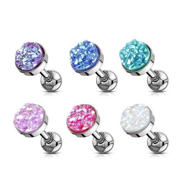 Druzy Resin Cartilage Bar 16G-My Body Piercing Jewellery