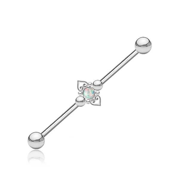 Filigree Heart Opal Industrial 14G 38mm - My Body Piercing Jewellery