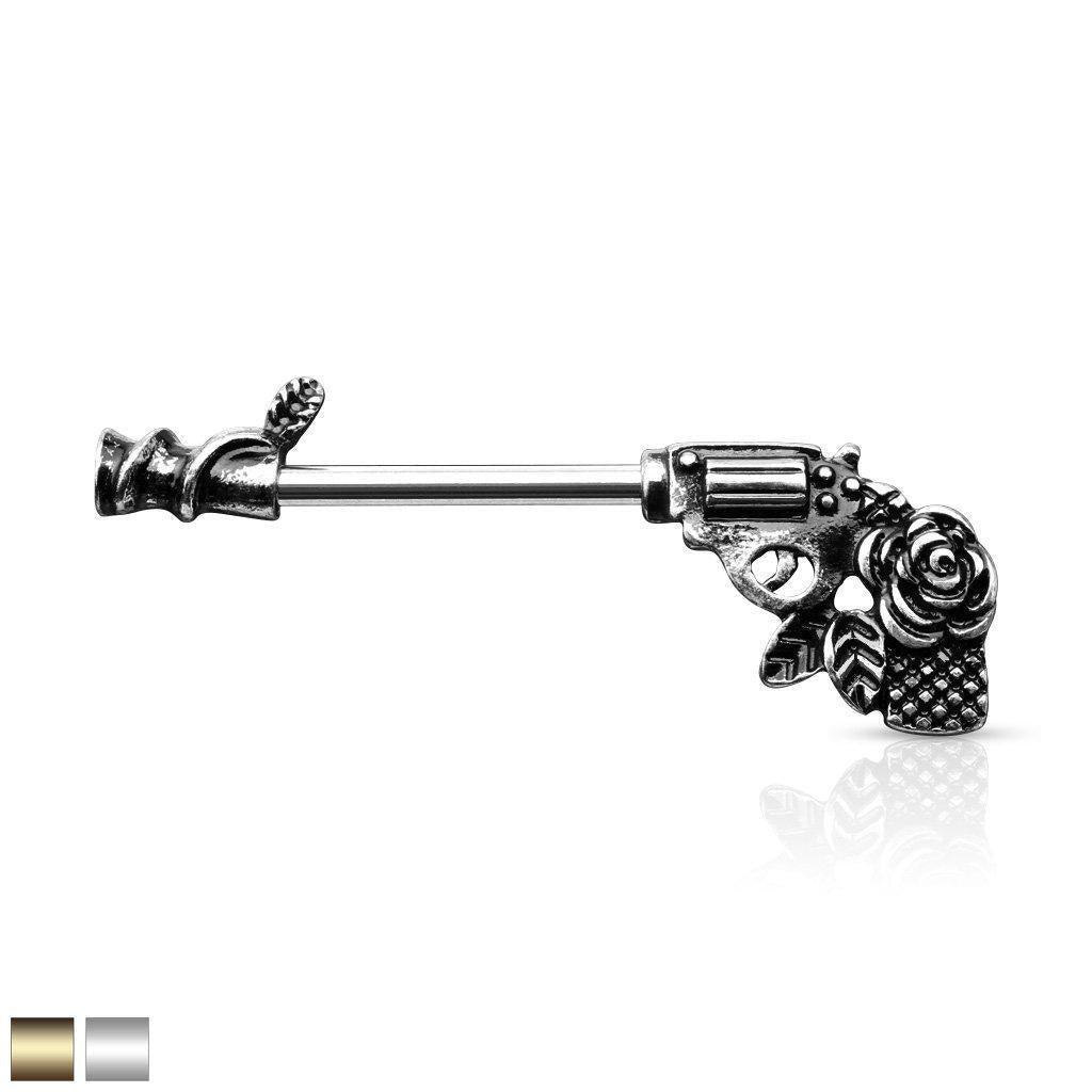 Floral Pistol Nipple Bar 14G-My Body Piercing Jewellery