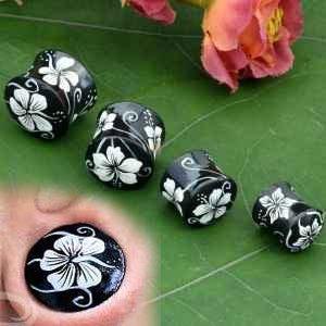 Flower Wood Saddle Plug PAIR 8mm-25mm-My Body Piercing Jewellery