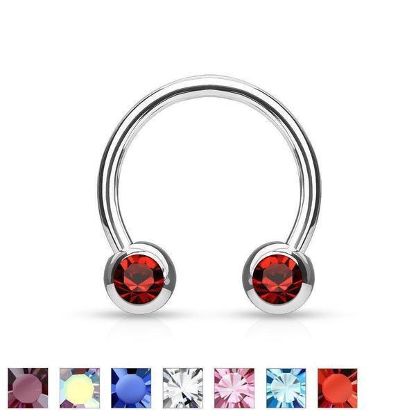 Forward Facing Gem Horseshoe 16G 14G-My Body Piercing Jewellery
