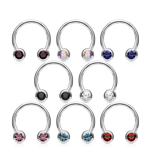 Forward Facing Gem Horseshoe 16G 14G-My Body Piercing Jewellery