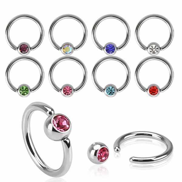 Gem Ball Captive Ring 20G - 14G-My Body Piercing Jewellery