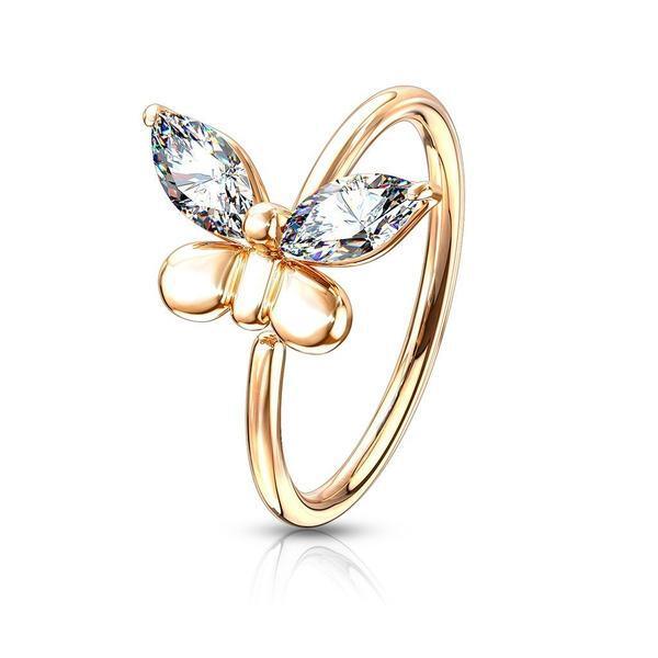 Gem Butterfly Nose Ring 20G-My Body Piercing Jewellery