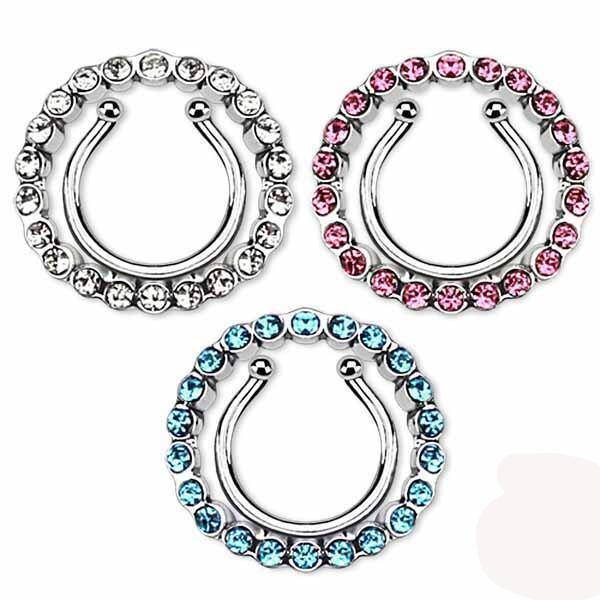 Gem Circle Non-Piercing Nipple Shield- 8mm-My Body Piercing Jewellery