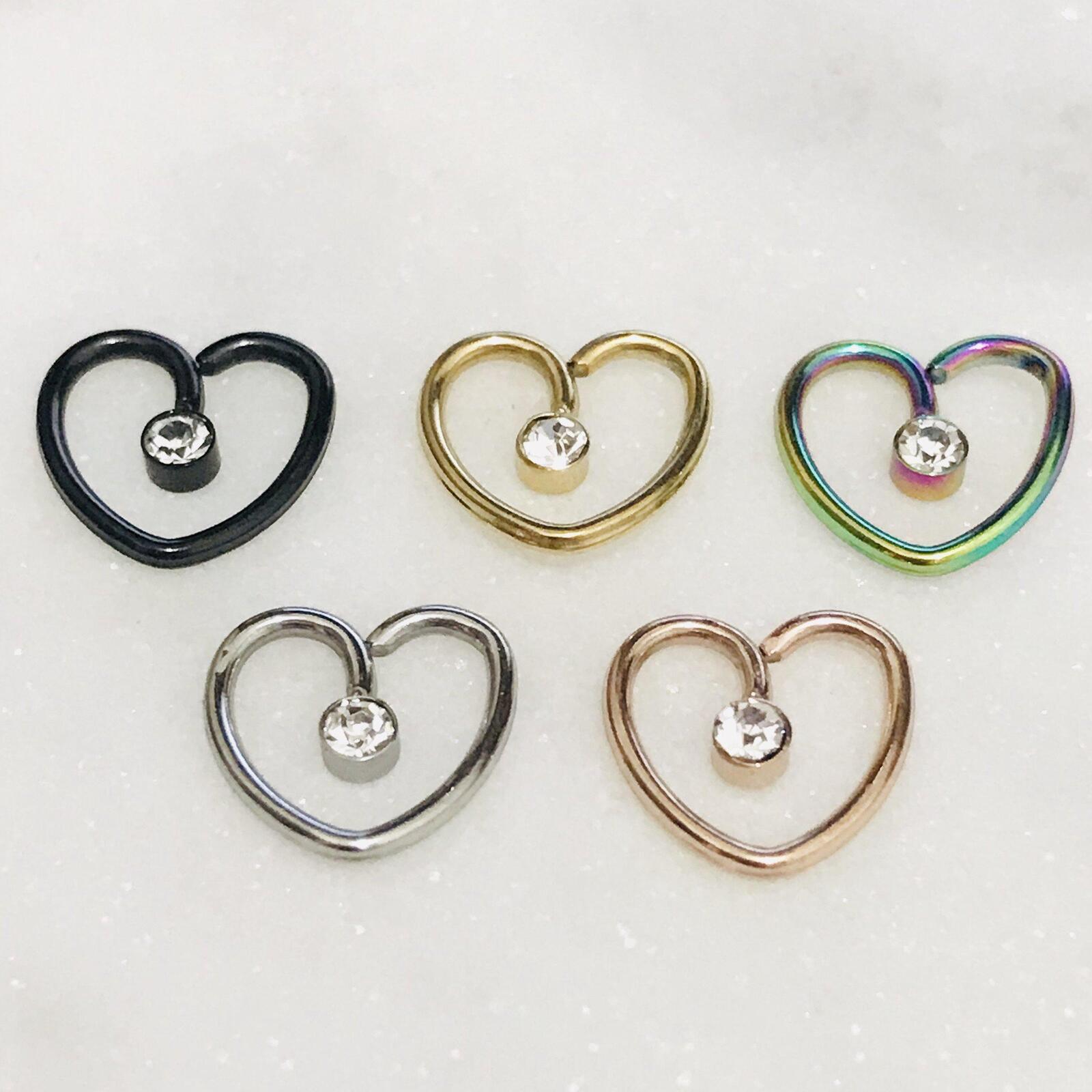 Gem Drop Heart Ring 16G-My Body Piercing Jewellery