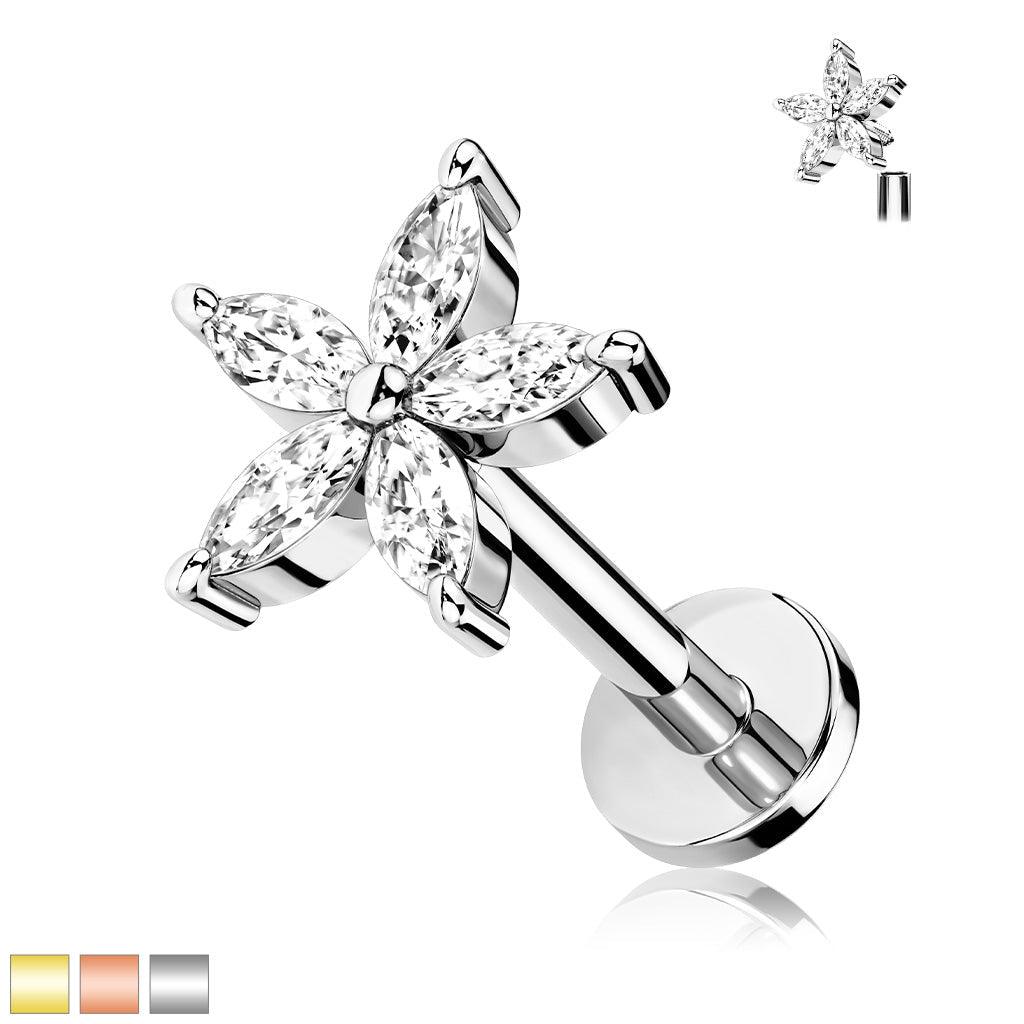 Gem Flower I.T. Labret 16G-My Body Piercing Jewellery