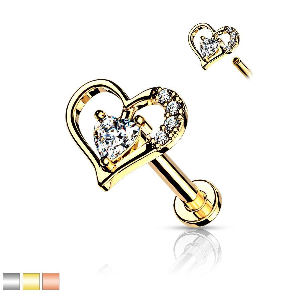 Gem Heart I.T. Labret 16G-My Body Piercing Jewellery