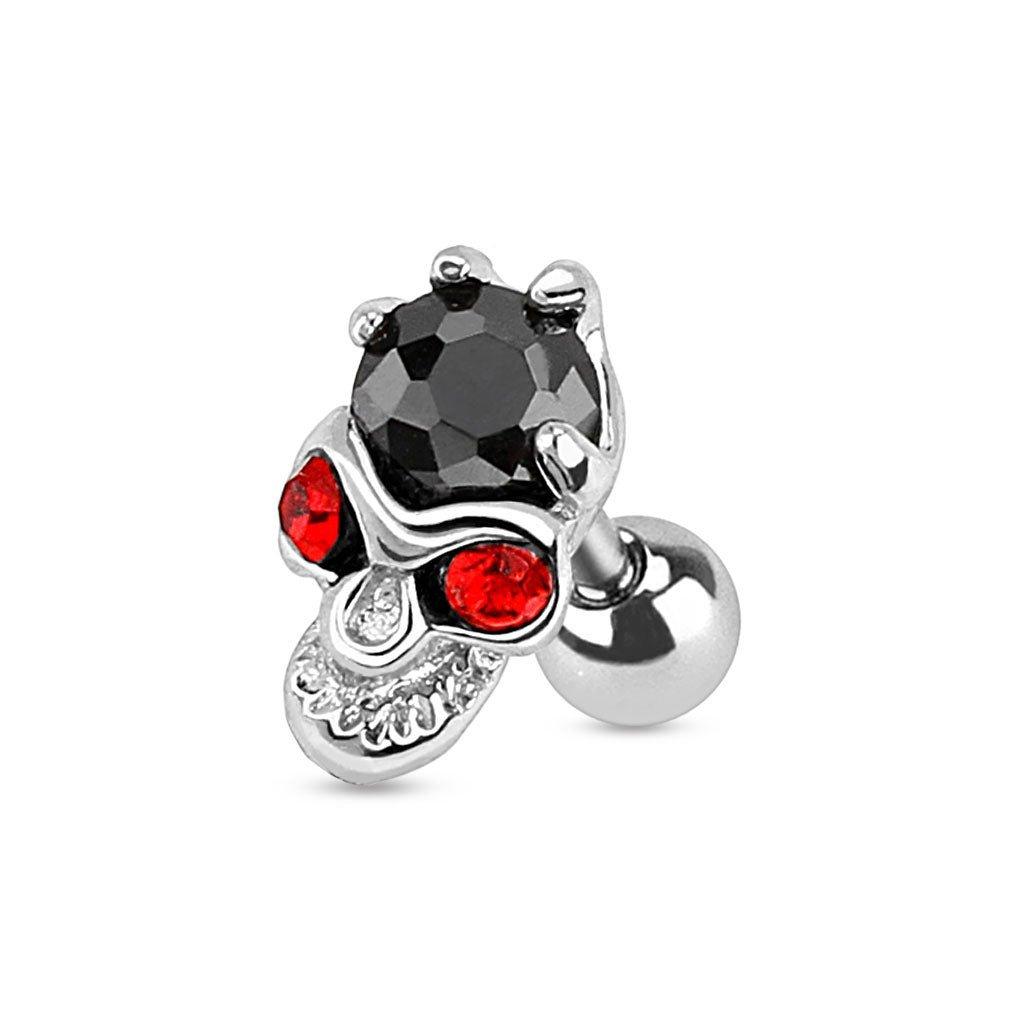 Gem Skull Cartilage Bar 16G-My Body Piercing Jewellery