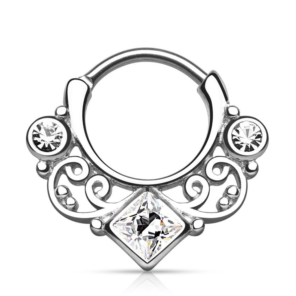 Gem Swirls Septum Clicker 16G-My Body Piercing Jewellery