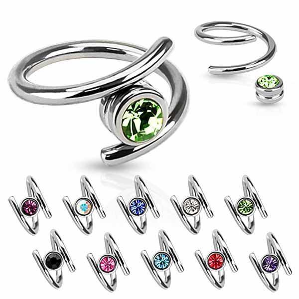 Gem Twist Captive Ring 16G 14G-My Body Piercing Jewellery