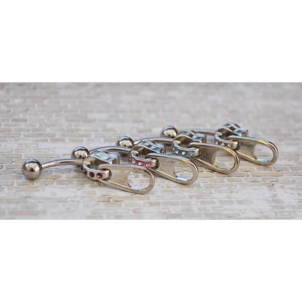 Gem Zipper Belly Bar 14G-My Body Piercing Jewellery