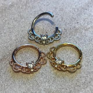 Gemmed Filigree Ring 16G-My Body Piercing Jewellery
