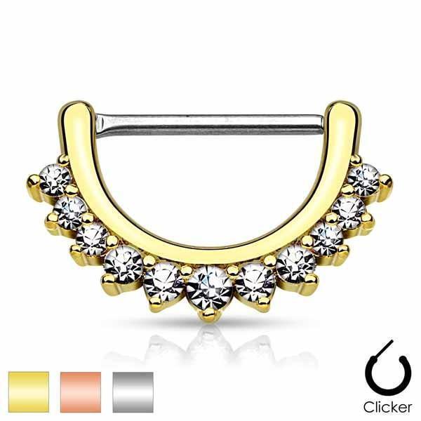 Gemmed Nipple Clicker 14G-My Body Piercing Jewellery