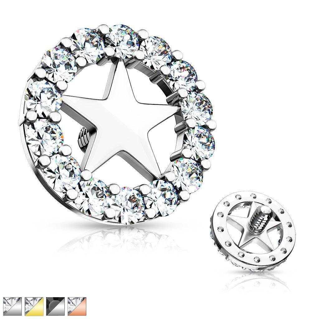 Gemmed Star Dermal Top 14G-My Body Piercing Jewellery