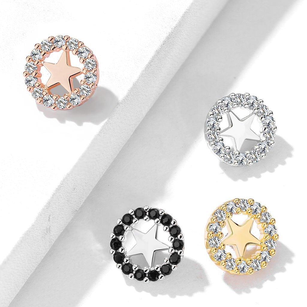 Gemmed Star Dermal Top 14G-My Body Piercing Jewellery