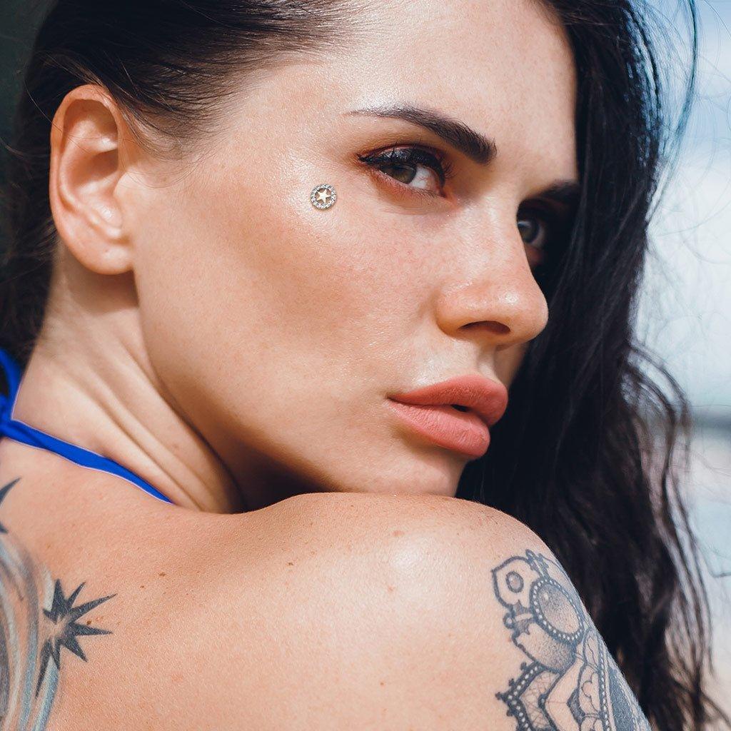 Gemmed Star Dermal Top 14G-My Body Piercing Jewellery