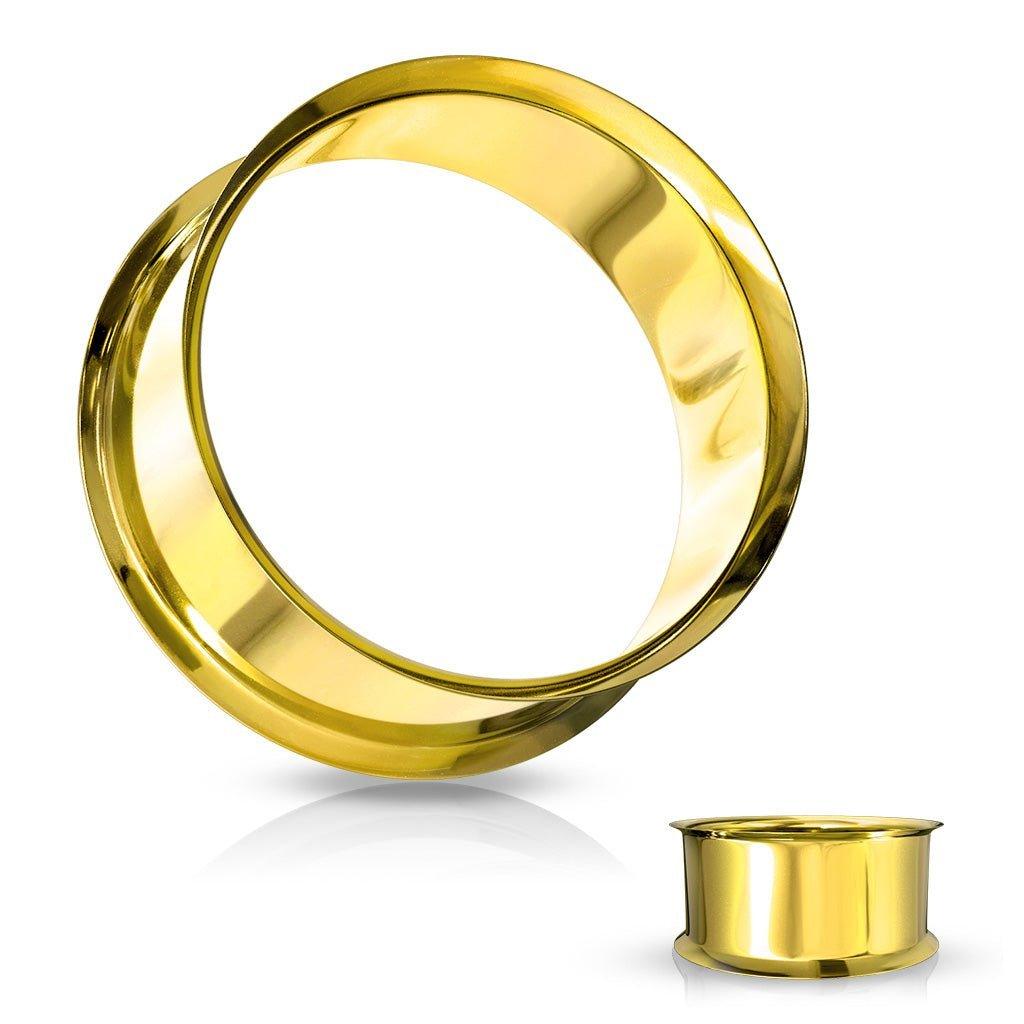 Gold IP Double Flared Tunnel 12G-2"-My Body Piercing Jewellery