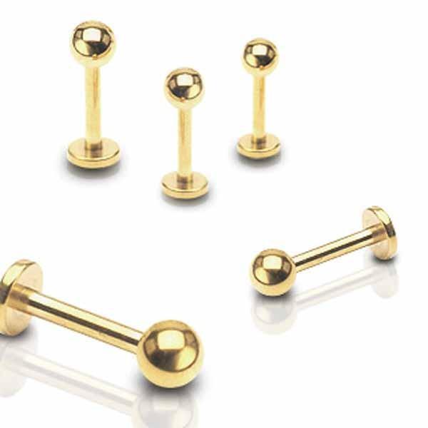 Gold IP Labret 16G 14G-My Body Piercing Jewellery