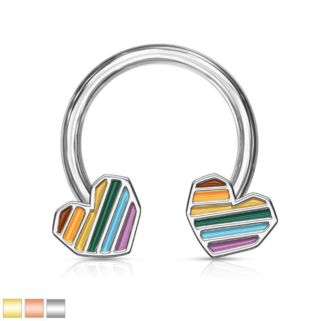 Gold Plated Heart Pride Horseshoe 16G-My Body Piercing Jewellery