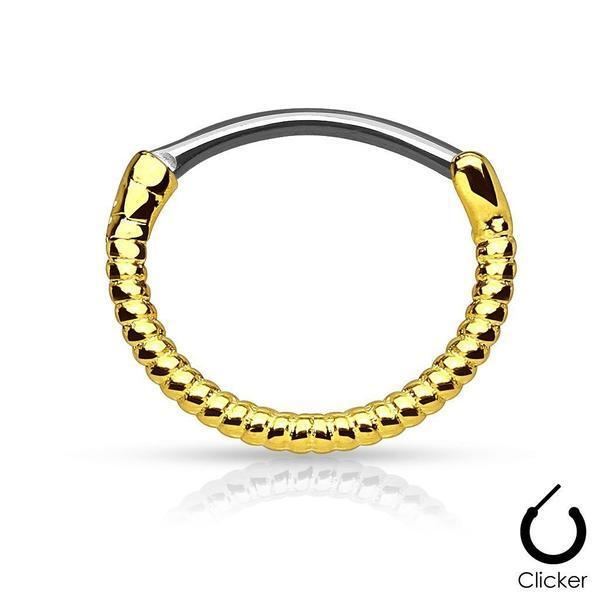 Gold Plated Twisted Septum Clicker 16G-My Body Piercing Jewellery