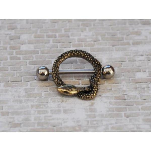 Golden Snake Nipple Shield 14G (Single)-My Body Piercing Jewellery