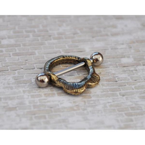Golden Snake Nipple Shield 14G (Single)-My Body Piercing Jewellery