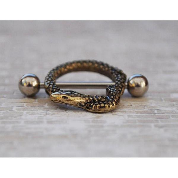 Golden Snake Nipple Shield 14G (Single)-My Body Piercing Jewellery