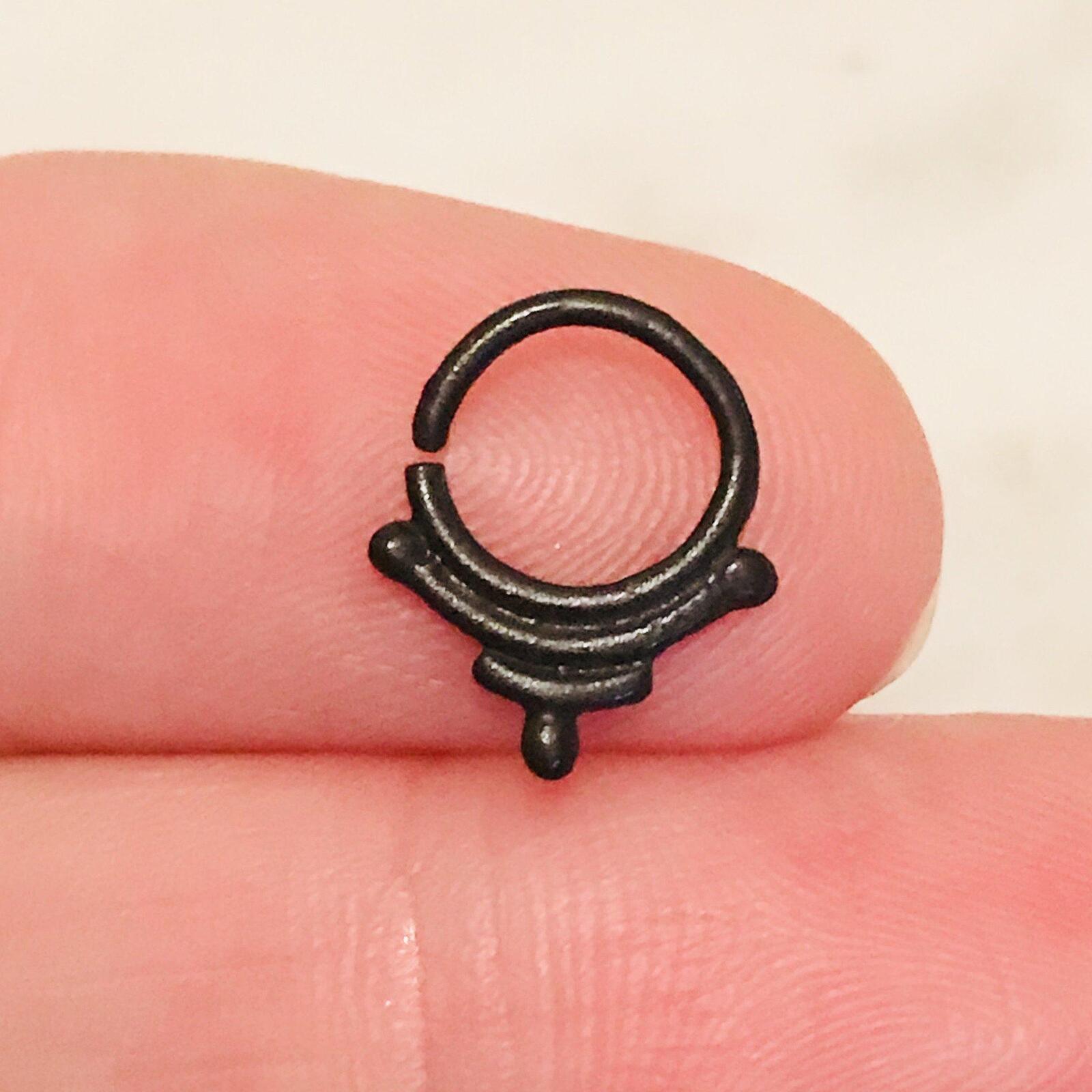 Gun Metal Triple Drop Ring 18G-My Body Piercing Jewellery