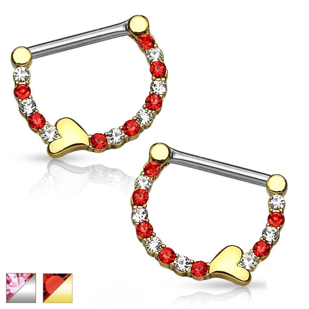 Heart Nipple Clicker PAIR 14G-My Body Piercing Jewellery