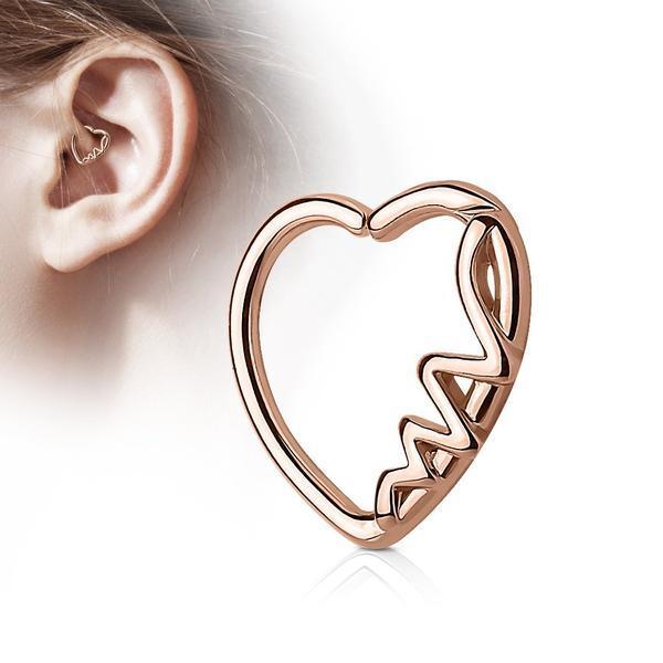 Heartbeat Heart Left Daith Ring 16G-My Body Piercing Jewellery