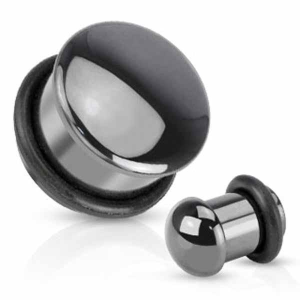 Hematite Stone Dome Plug 4mm-16mm-My Body Piercing Jewellery