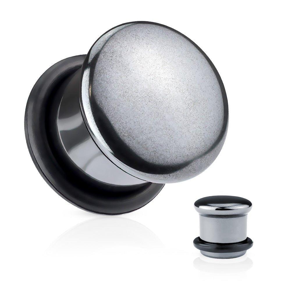 Hematite Stone Dome Plug 4mm-16mm-My Body Piercing Jewellery