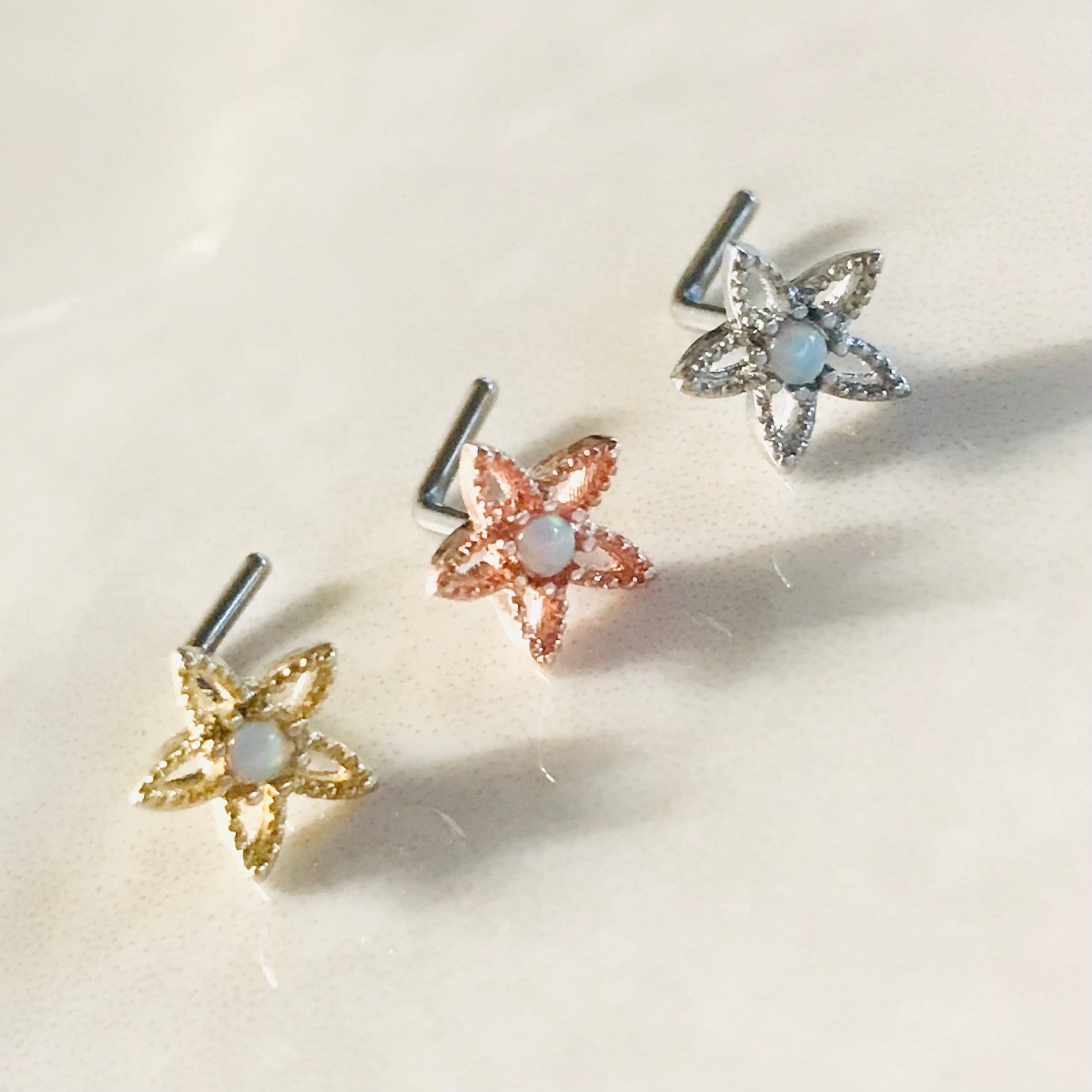 Large Flower Nose L Bend 20G-My Body Piercing Jewellery