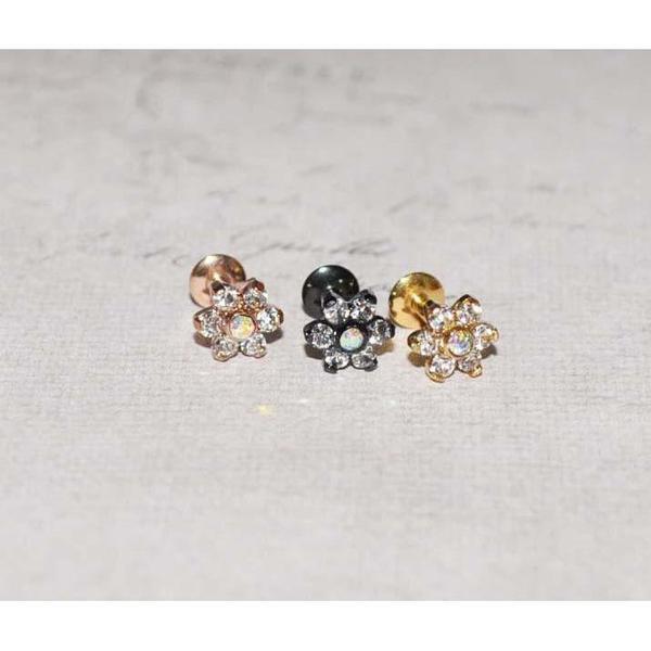 IP 7 Gem Flower Labret 16G-My Body Piercing Jewellery
