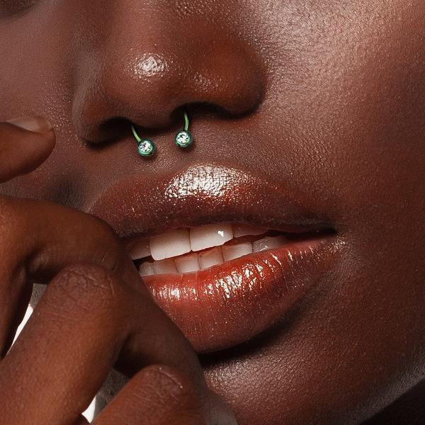 IP Forward Facing Gem Horseshoe 16G 14G-My Body Piercing Jewellery