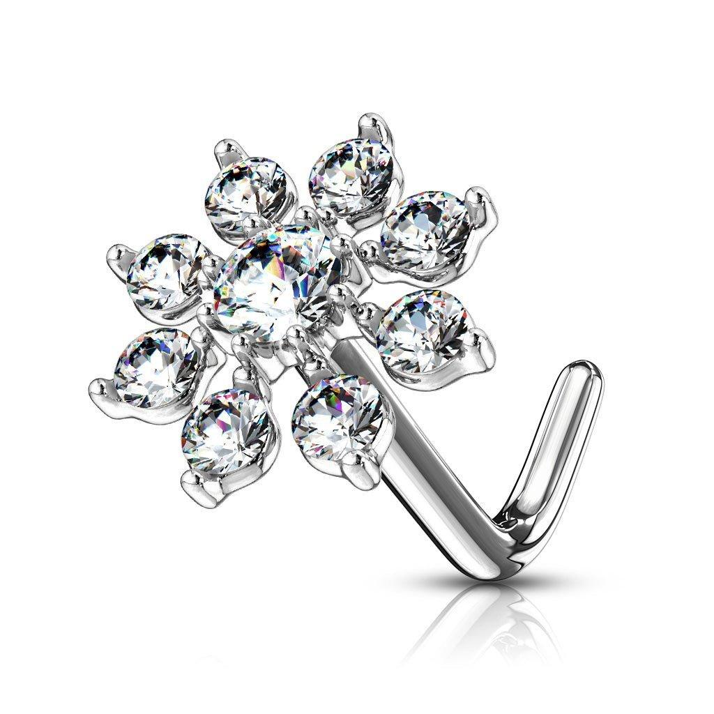 Large Gem Starburst Nose L Bend 20G-My Body Piercing Jewellery