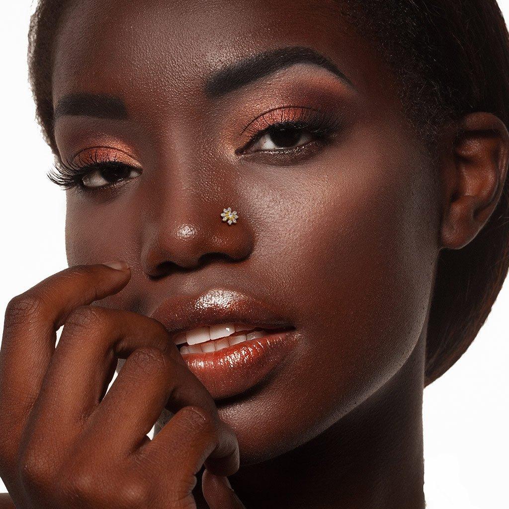 Large Gem Starburst Nose L Bend 20G-My Body Piercing Jewellery