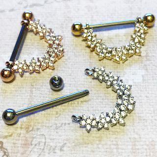 Linked Flowers Nipple Dangle 14G-My Body Piercing Jewellery