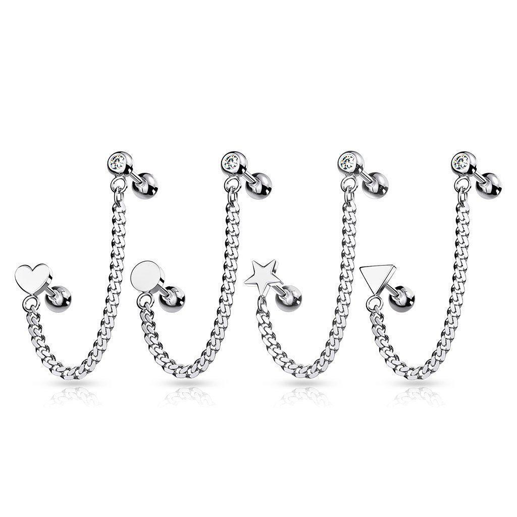 Logo End Cartilage Chain 16G-My Body Piercing Jewellery