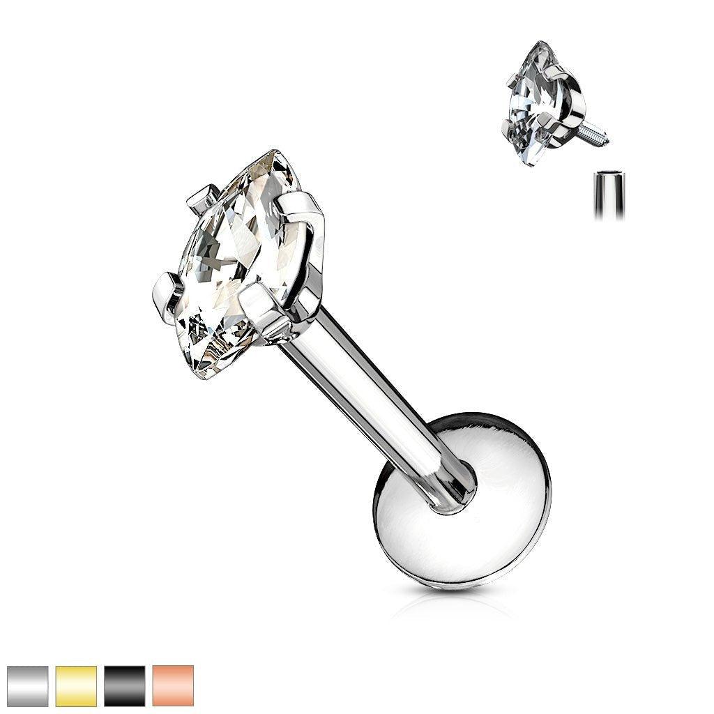 Marquise Gem Labret 16G-My Body Piercing Jewellery