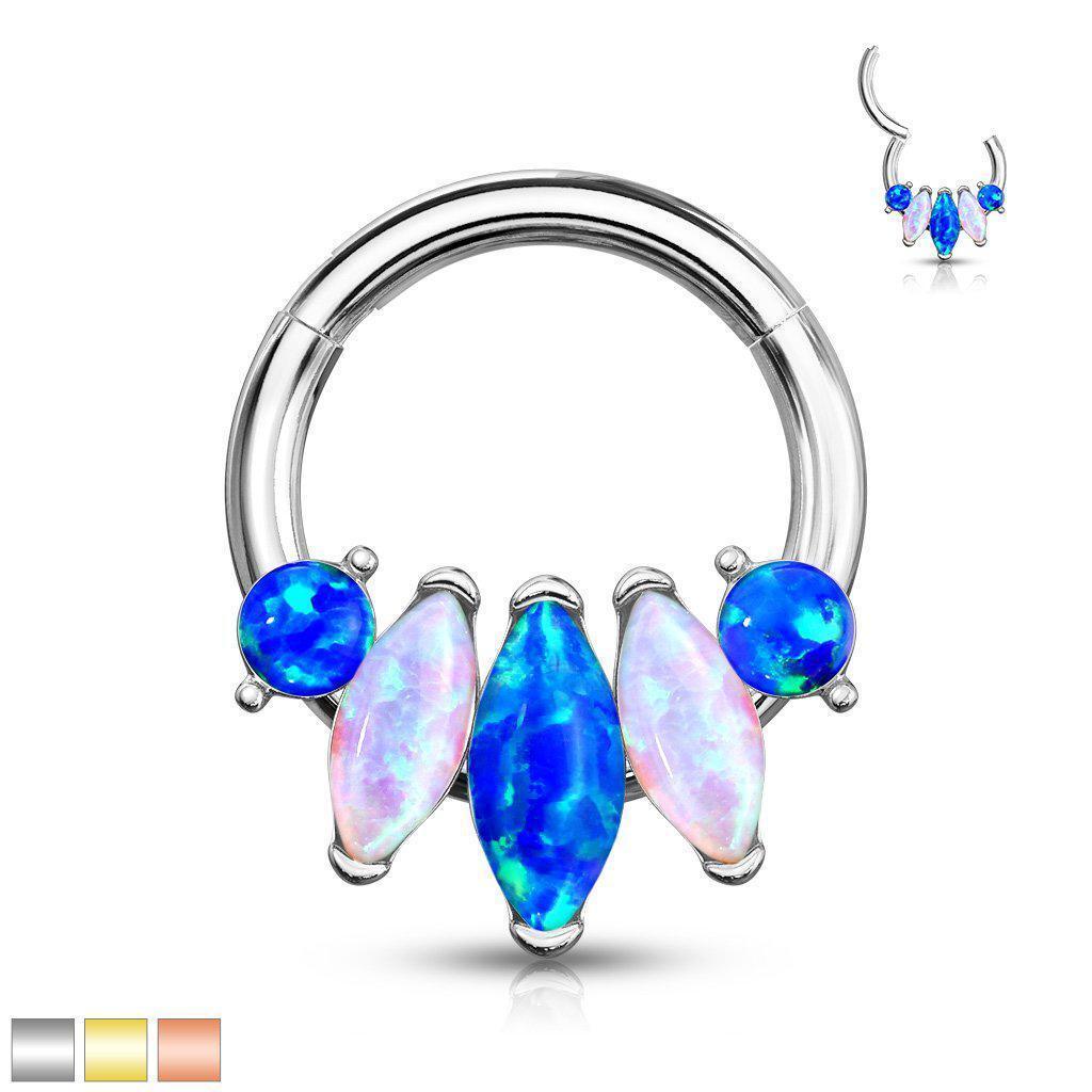 Marquise Opal Hinged Ring 16G-My Body Piercing Jewellery